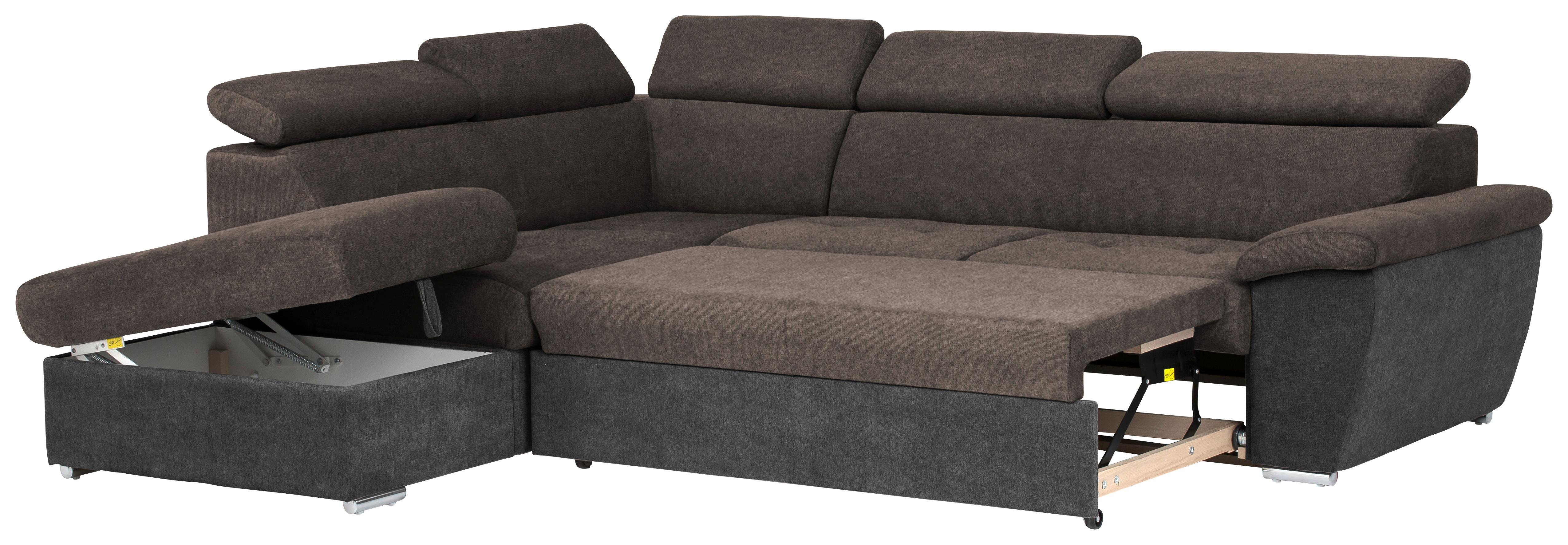 Livetastic Ecksofa mit Schlaffunktion und Bettkasten Antero Dunkelbraun