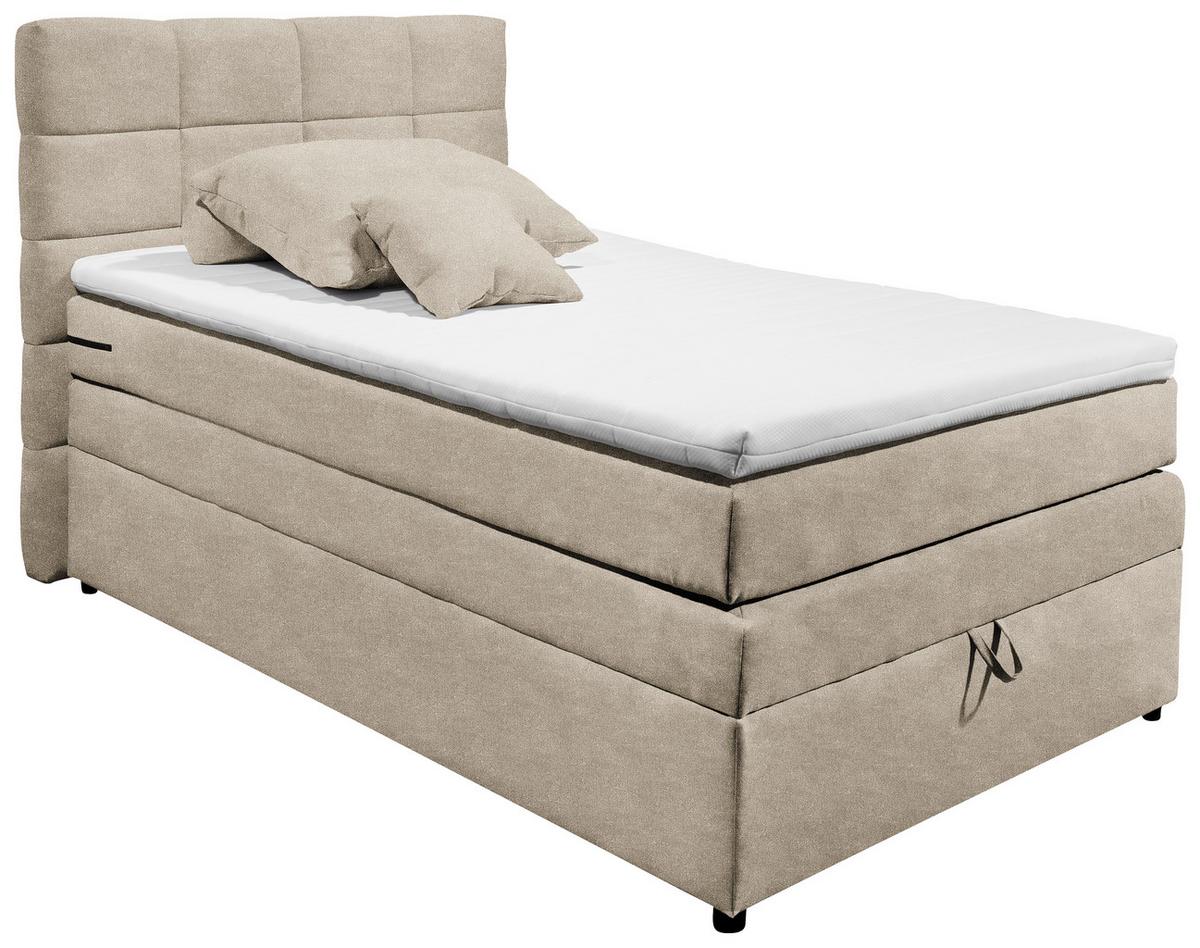 Boxspringbett Mit Topper & Bettkasten 120x200 Tacoma 3 - Sandfarben, KONVENTIONELL, Textil (120/200cm) - MID.YOU