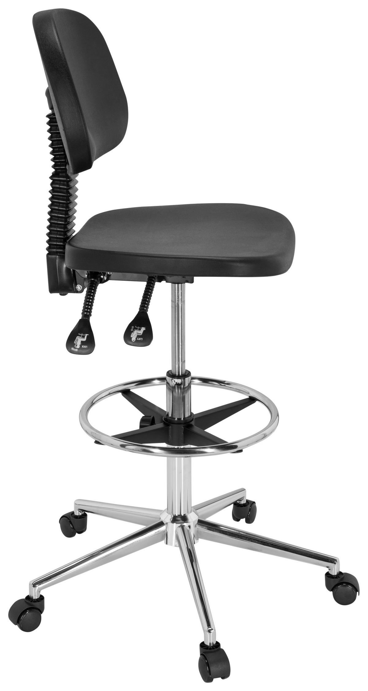 Bürohocker Top Work 24 I Schwarz Bis 100 Kg - Silberfarben/Schwarz, Basics, Kunststoff/Metall (44/91/50cm) - MID.YOU