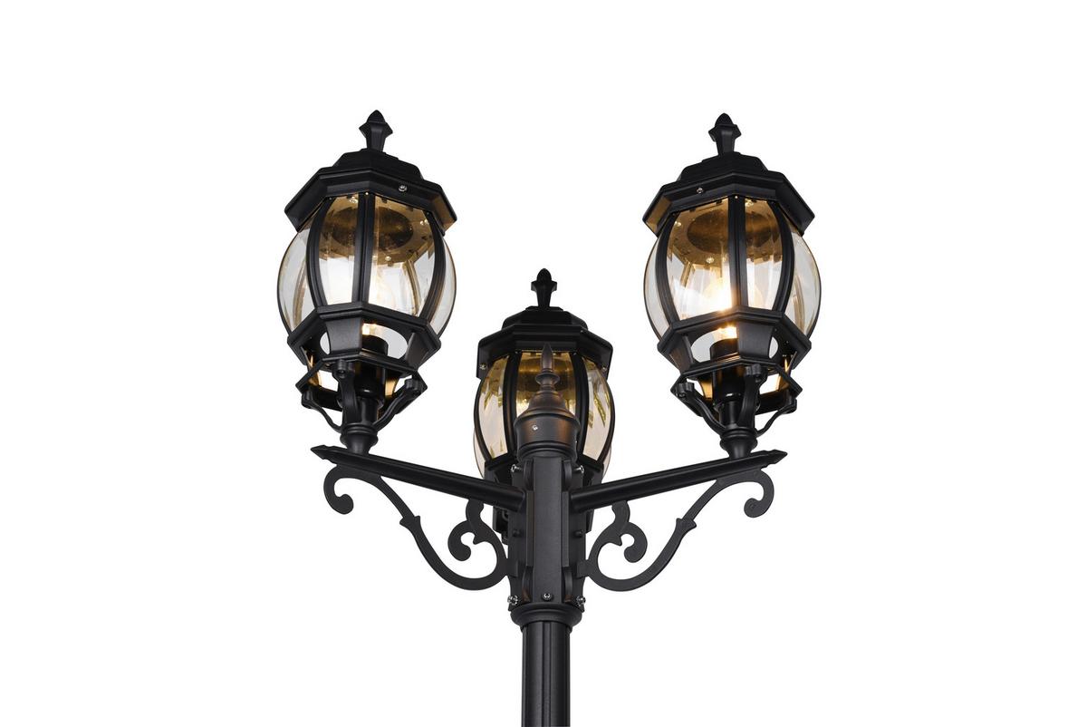 Wegeleuchte 406960332 Elvo - Klar/Schwarz, KONVENTIONELL, Glas/Metall (57/240cm) - Trio Leuchten
