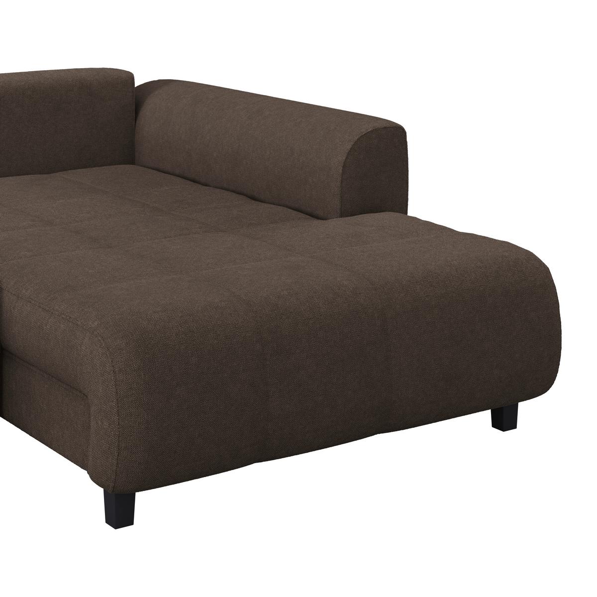 Ecksofa Mendoza - Dunkelbraun/Schwarz, Design, Textil (309/197cm) - Ondega