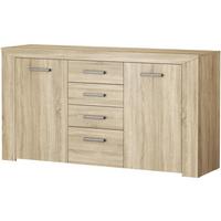 Sideboard Lorenzo Sonoma Eiche B: 160,2 Cm - Schwarz/Sonoma Eiche, Holzwerkstoff (160,2/85,5/44cm) - MID.YOU