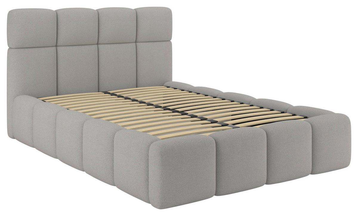 Polsterbett Cloudy M. Matratze Silberfarben, Lf: 140x200 Cm - Silberfarben/Grau, Trend, Holz/Holzwerkstoff (140/200cm) - Luca Bessoni