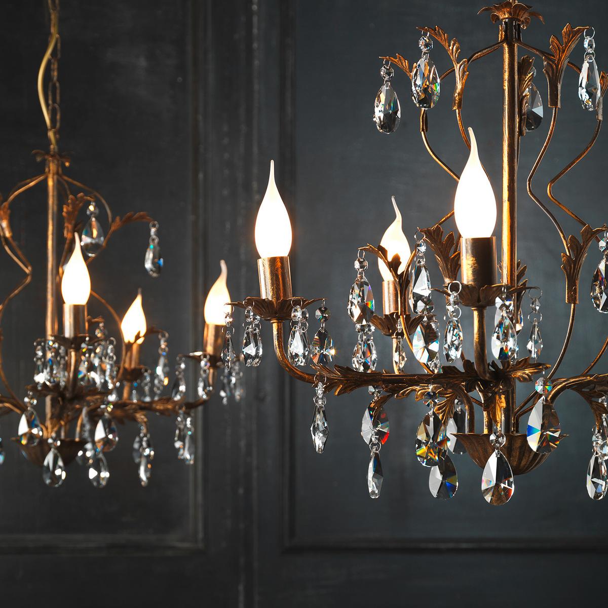 Kristall-Hängeleuchte 4670/5 - Bronzefarben, KONVENTIONELL, Glas/Metall (53/100cm)