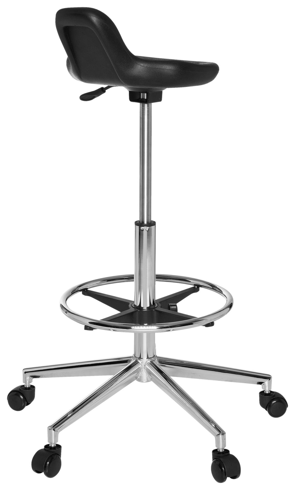 Bürohocker Top Work 03 Schwarz Bis 100kg - Chromfarben/Schwarz, MODERN, Kunststoff/Metall (32/74/35cm) - MID.YOU