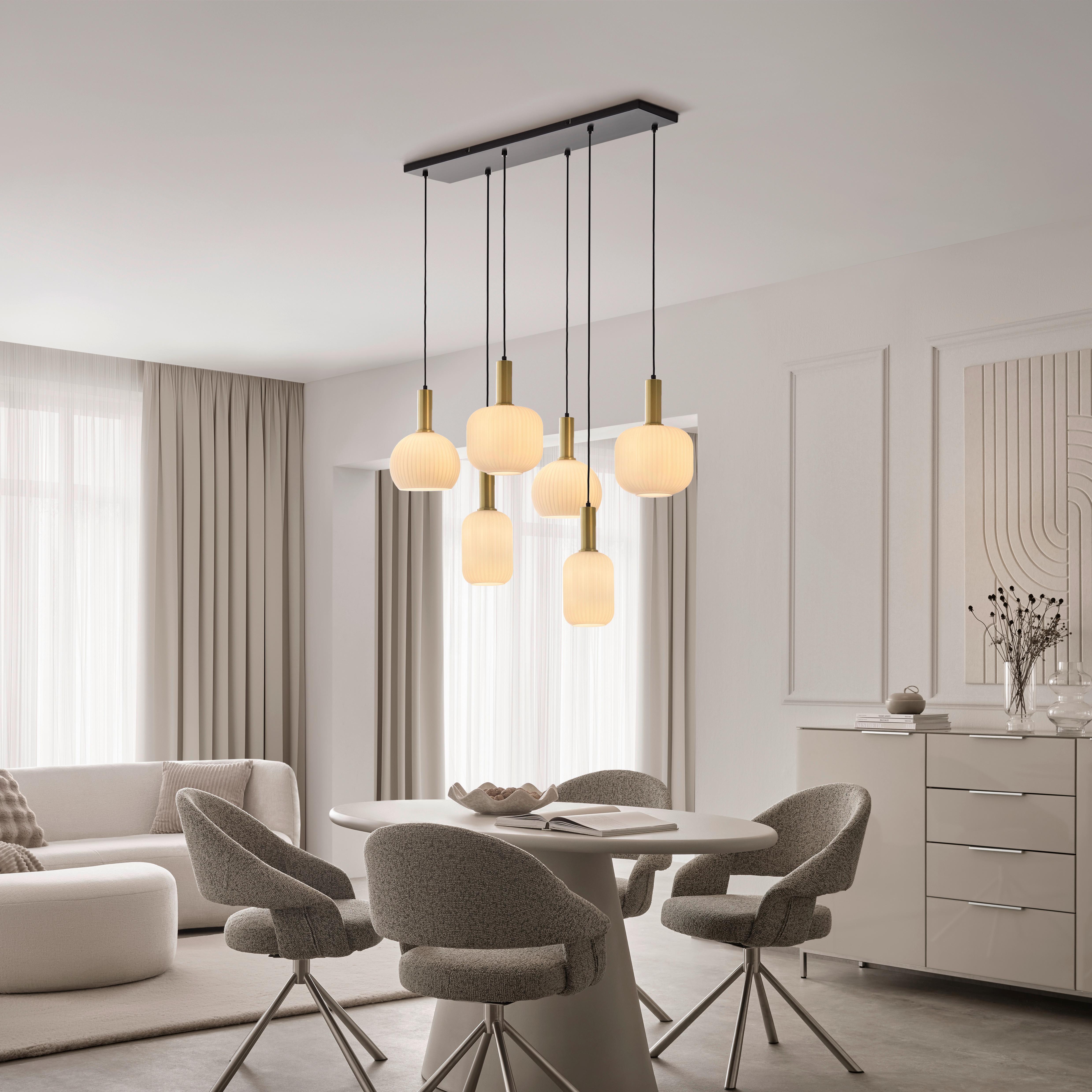 Hängeleuchte Scher - Schwarz/Weiß, MODERN, Glas/Metall (95/39/120cm)