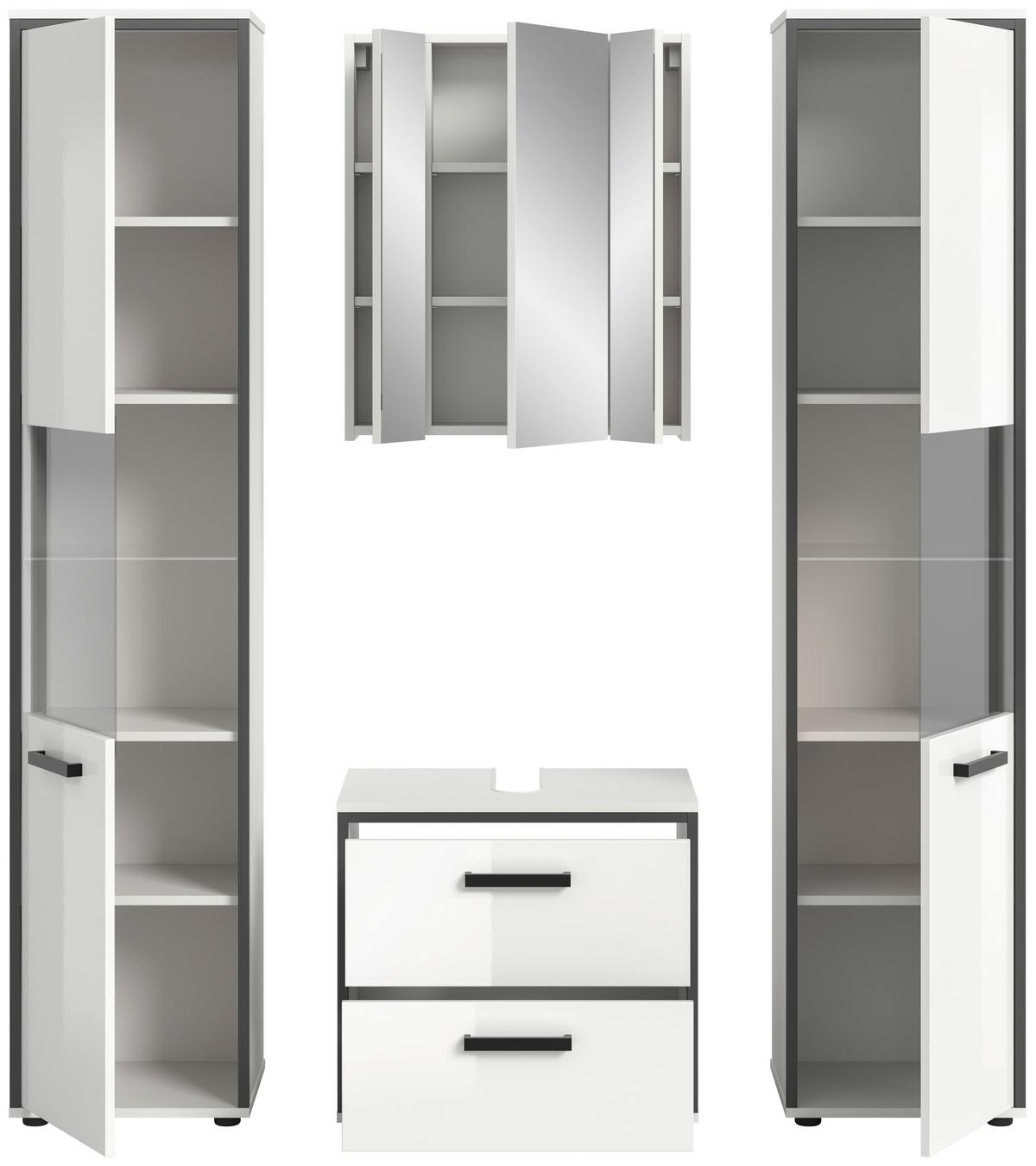 Badezimmer Kojak Weiß Hochglanz K: 140 Cm - Weiß Hochglanz, MODERN, Holzwerkstoff (140cm) - MID.YOU