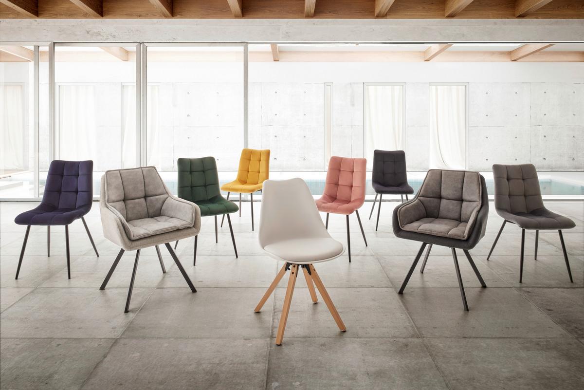 Otočná židle RICKY 2 - bílá/barvy buku, Moderní, dřevo/textil (56/85/49cm) - Bessagi Home