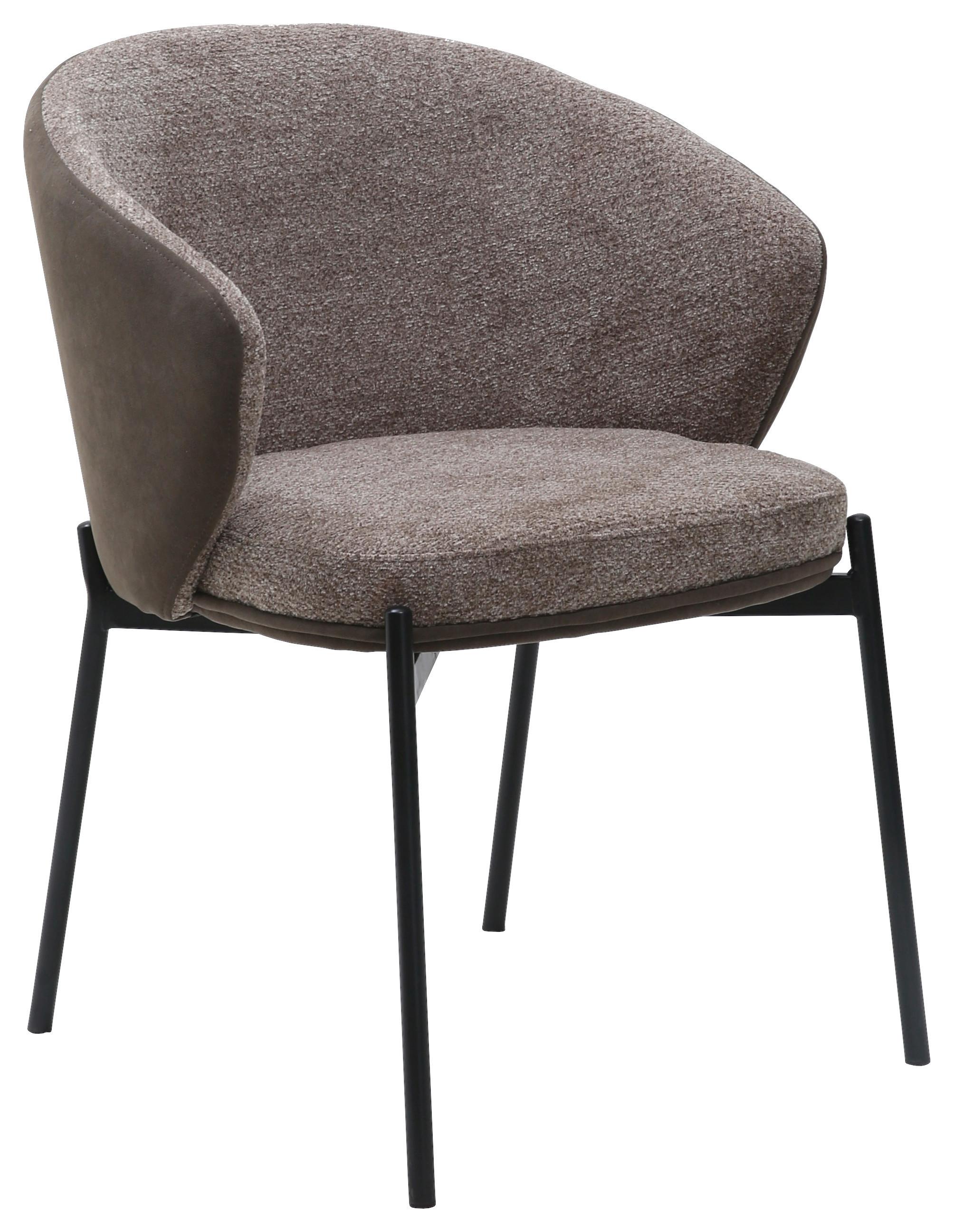 Armehnstuhl Cara Textil Braun B : 56 cm - Schwarz/Braun, MODERN, Textil/Metall (56/76,5/57,5cm) - MID.YOU