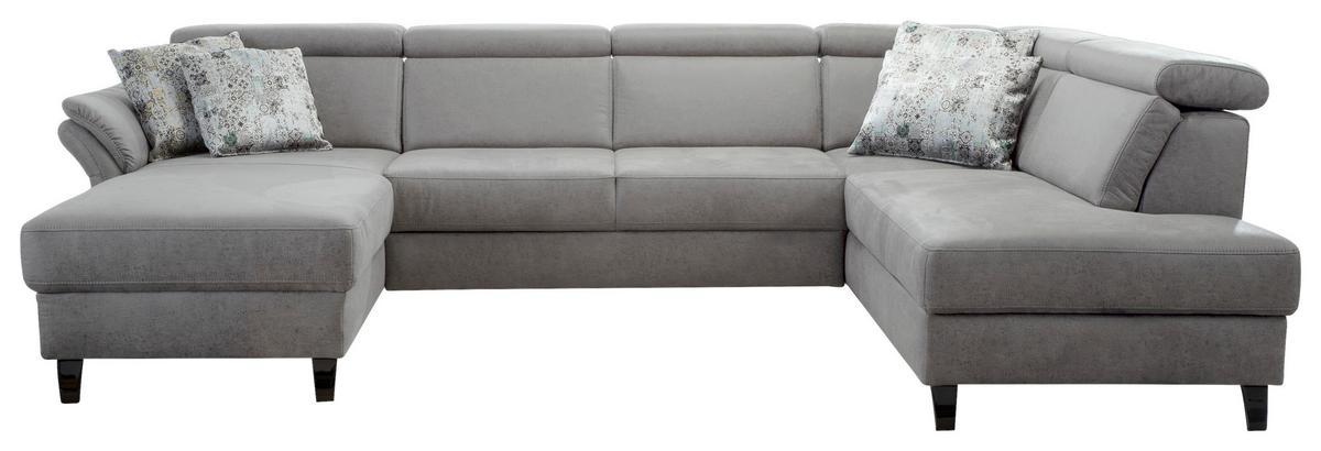 Wohnlandschaft Arngast rechts hellgrau, 165x317x193 cm - Hellgrau/Schwarz, KONVENTIONELL, Textil (165/317/193cm) - Sit & More
