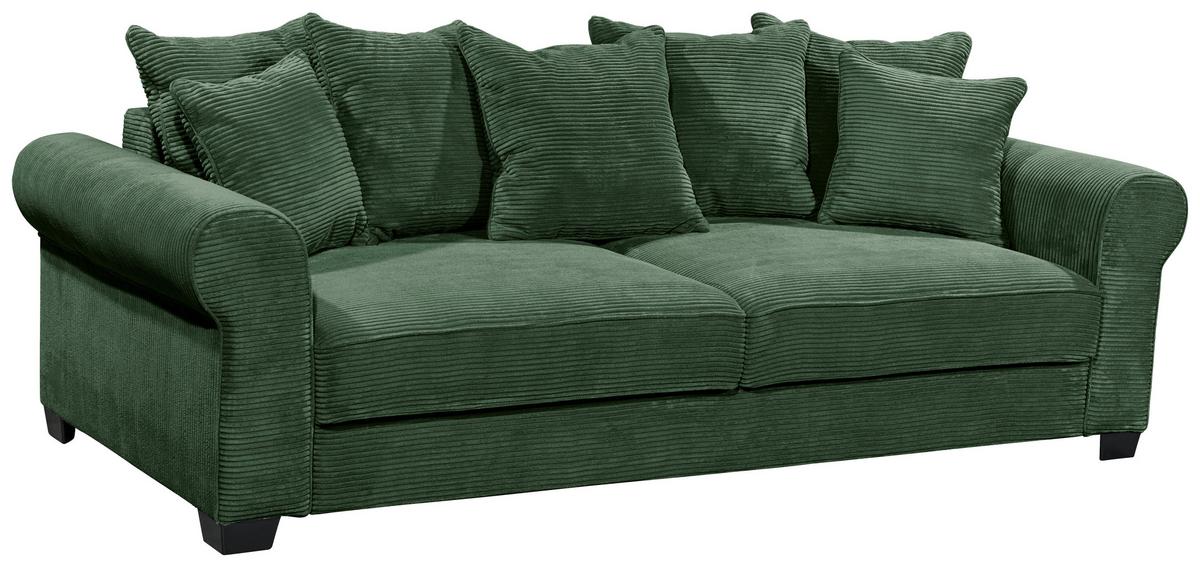 2-Sitzer-Sofa Mit Schlaffunktion Maureen B:247cm - Dunkelgrün/Schwarz, KONVENTIONELL, Textil (247/95/125cm) - Hom`in