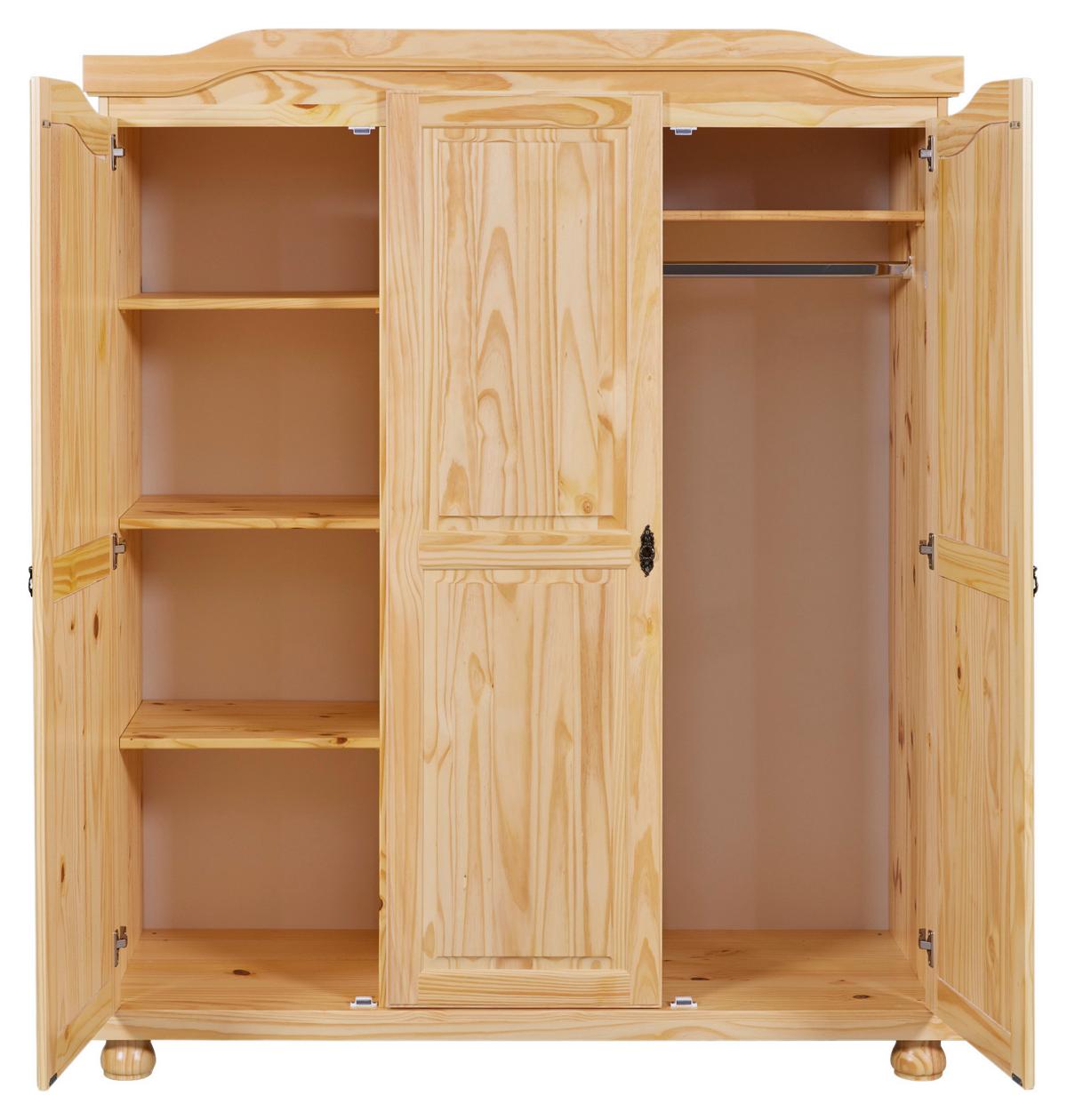 Drehtürenschrank Massiv 150cm Bern, Kiefer - Naturfarben, LIFESTYLE, Holz (150/180/56cm) - MID.YOU