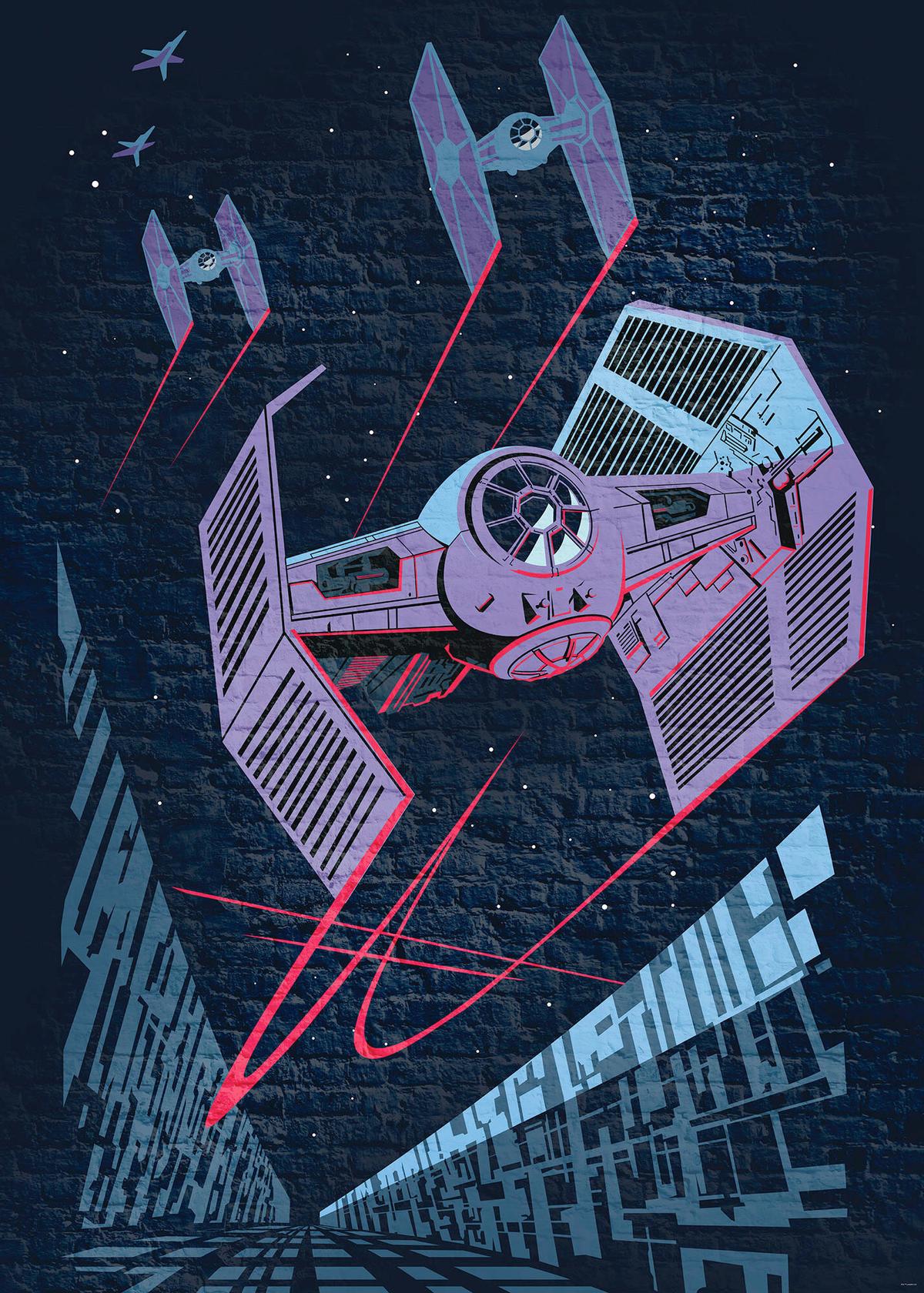 Fototapete Star Wars Concrete Tie-Fighter - Multicolor, Trend, Textil (200/280cm)