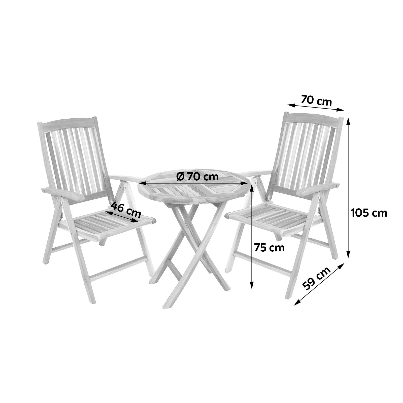 Gartenmöbel Set 3-Tlg. Java Teakholz - Teakfarben, Basics, Holz (70/105/59cm) - Gardenson
