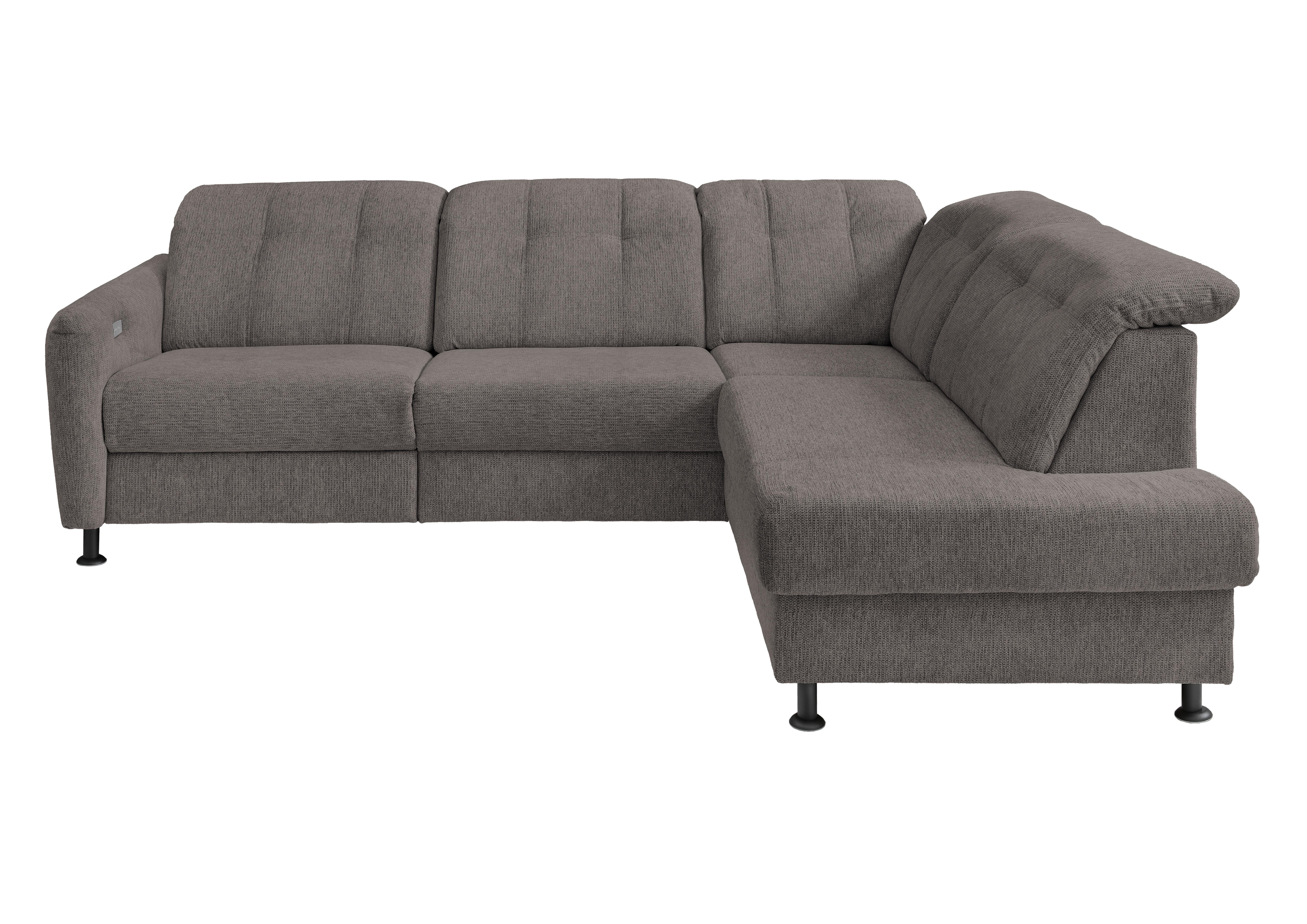 Ecksofa Minori Chenille Graubraun, S: ca. 270x198 cm - Graubraun/Schwarz, MODERN, Textil (270/198cm) - Livetastic