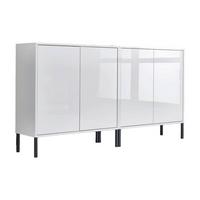 Sideboard Mailand 2 B: 158 Cm Weiß - Weiß Hochglanz/Anthrazit, MODERN, Holzwerkstoff (158/86/33cm) - MID.YOU