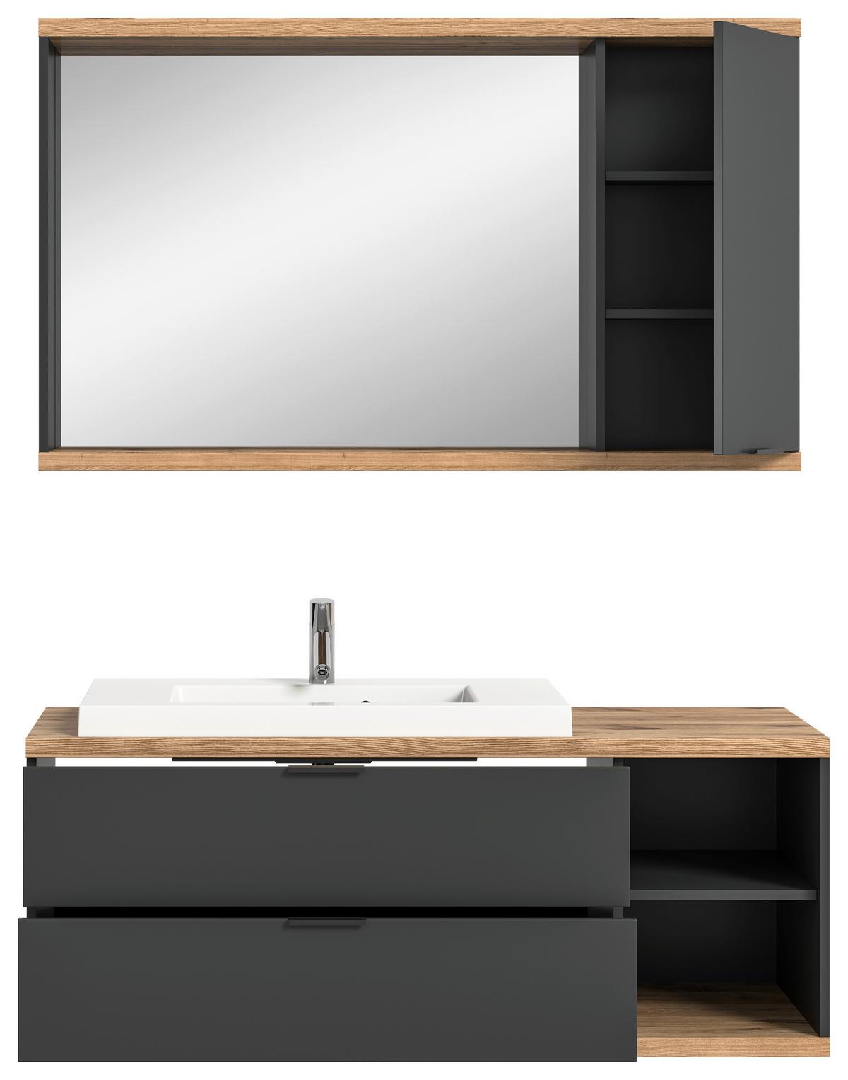 Badezimmer Nuaro Anthrazit B: 130cm - Anthrazit/Weiß, Basics, Glas/Holzwerkstoff (130cm) - MID.YOU