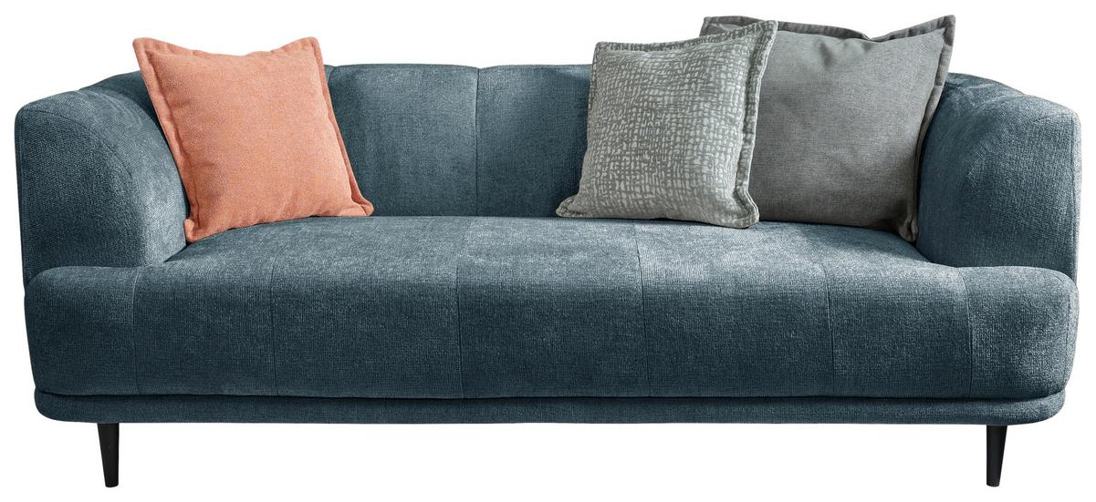 3-Sitzer-Sofa Lou Blau/Schwarz, 226 cm - Blau/Schwarz, Design, Textil (226/77/106cm) - MID.YOU