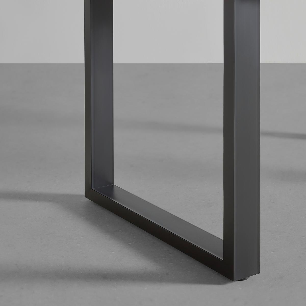 Jedálenský stôl masív dub LEN 180x90cm - čierna/farba duba, Modern, kov/drevo (180/90/76cm) - Bessagi Home