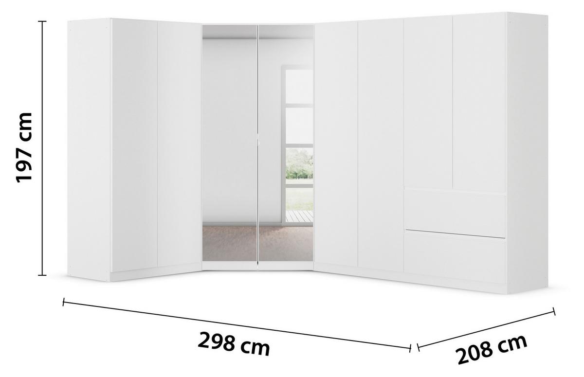 Eckkleiderschrank Costa Weiß B: 208 cm - Weiß, MODERN, Holzwerkstoff (208/197/298cm) - Rauch Möbel
