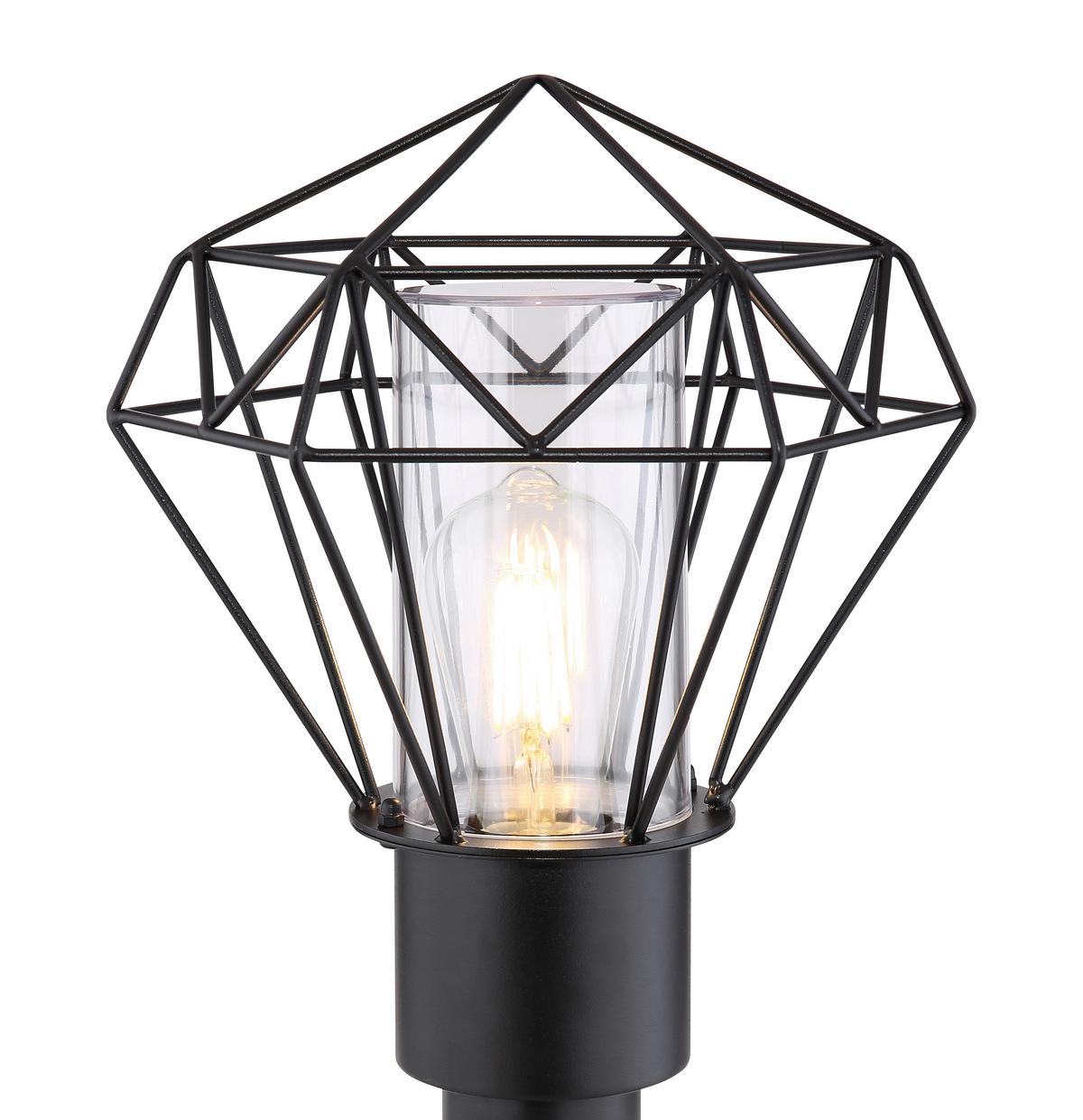 Außenleuchte + Bewegungsmelder Horace 15 Watt Edelstahl - Klar/Schwarz, Basics, Kunststoff/Metall (22,5/25,5/50cm) - Globo