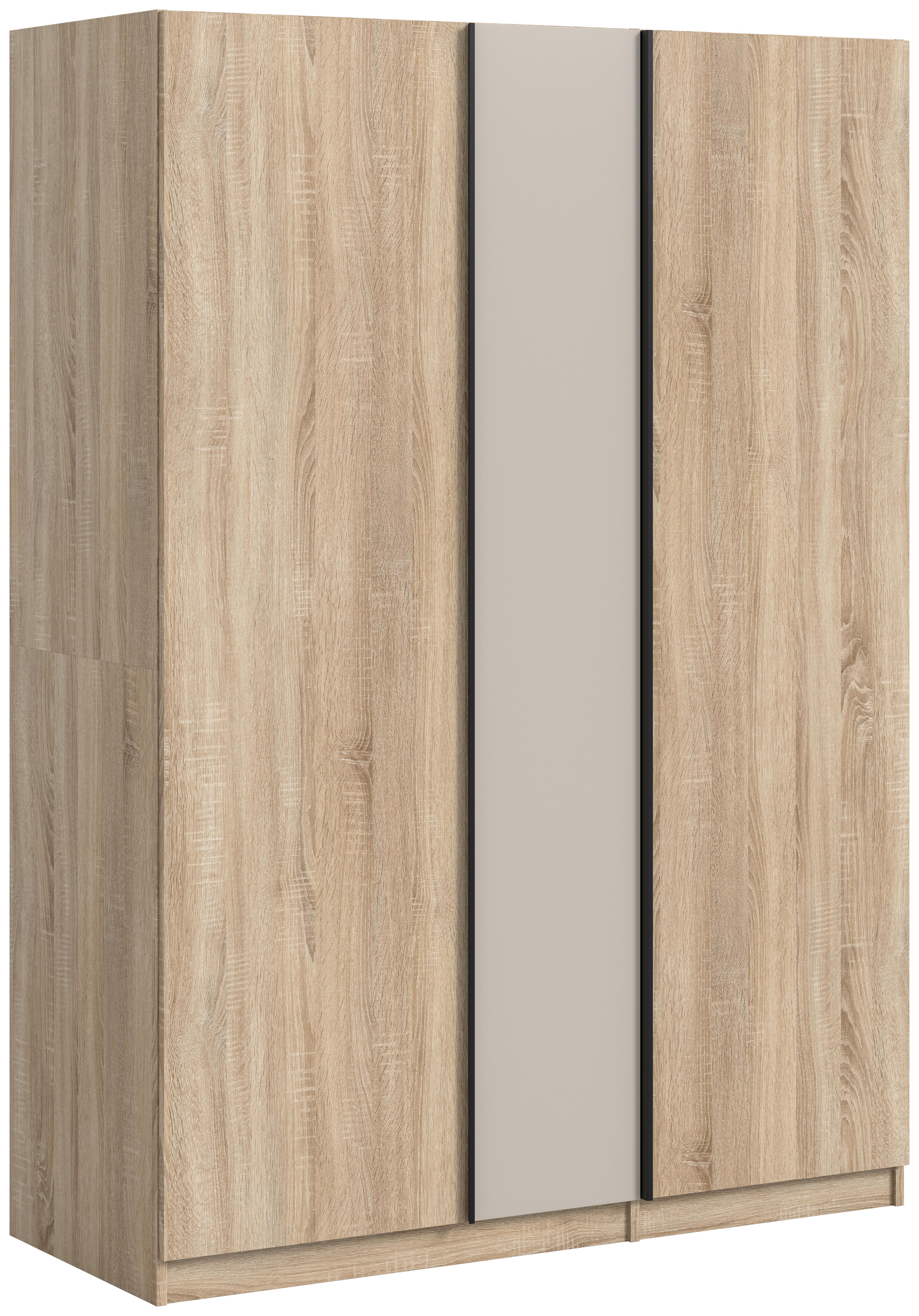 Šatníková skriňa Oakland dub SONOMA - čierna/kašmírová, Modern, kompozitné drevo (130/183/53cm) - MID.YOU