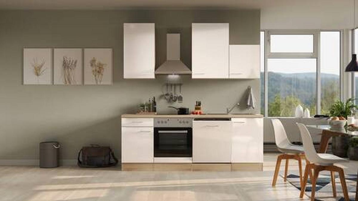 Küchenblock Nepal Sonoma Eiche/Kaschmir B: 220cm - Kaschmir/Sonoma Eiche, MODERN, Holzwerkstoff (220cm) - FlexWell