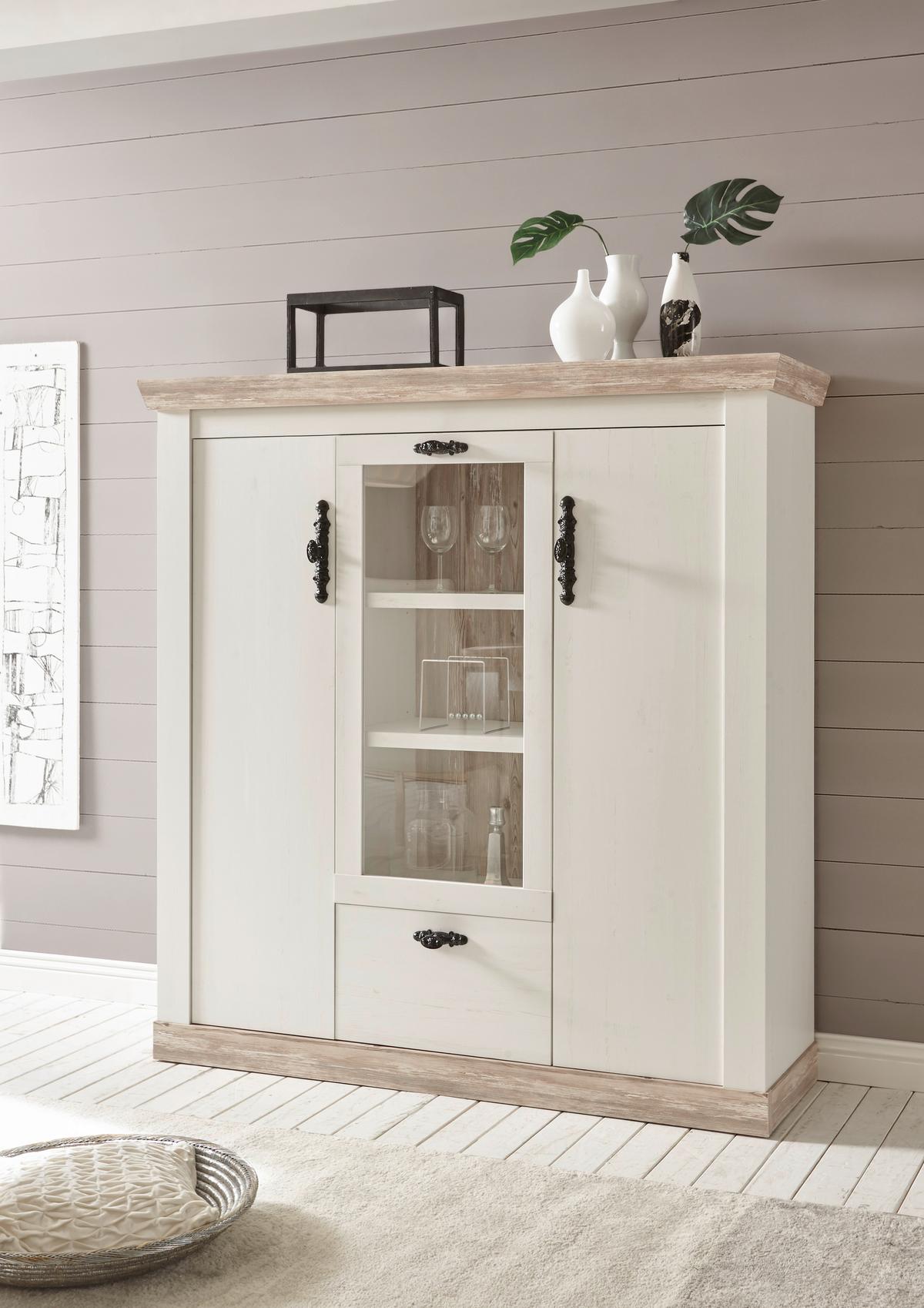 Highboard Florenz Hellbraun/Pinienfarben B:140cm - Hellbraun/Pinienfarben, Design, Holzwerkstoff (140/146/44cm) - MID.YOU