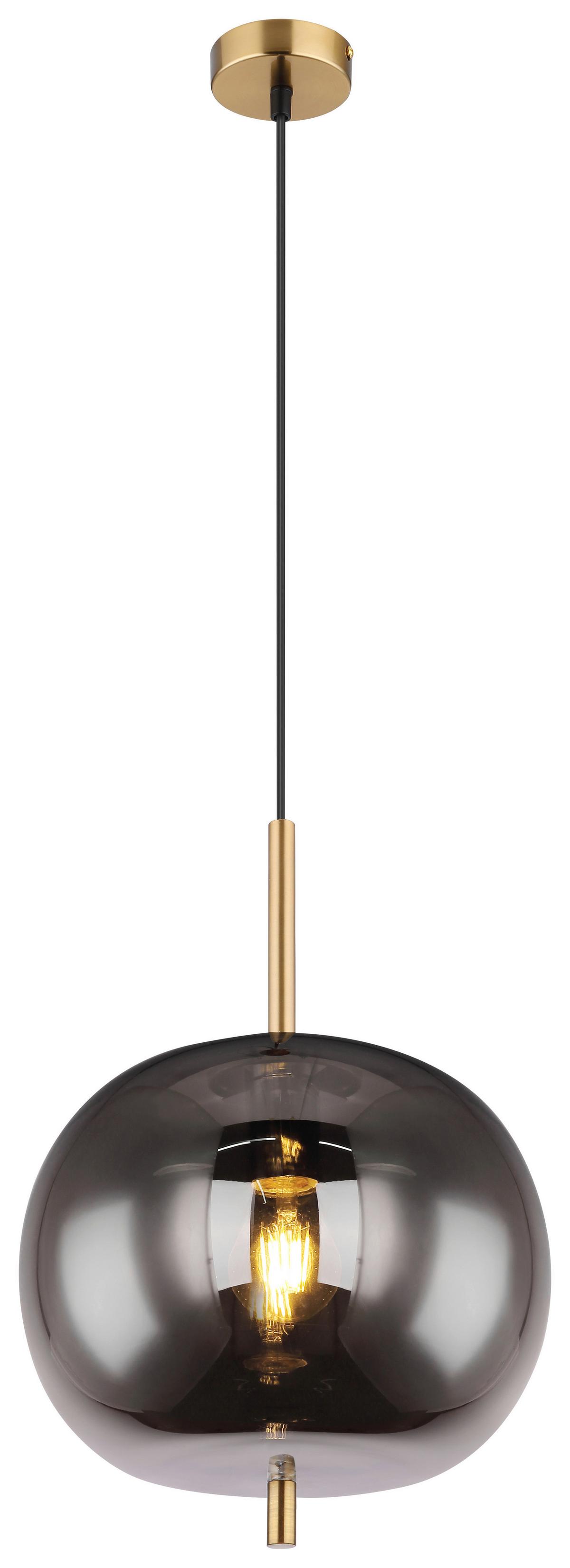 Hängeleuchte Blacky H: 120 Cm 1-Flammig, Mit Rauchglas - Messingfarben, Design, Glas/Metall (30/120cm) - Globo
