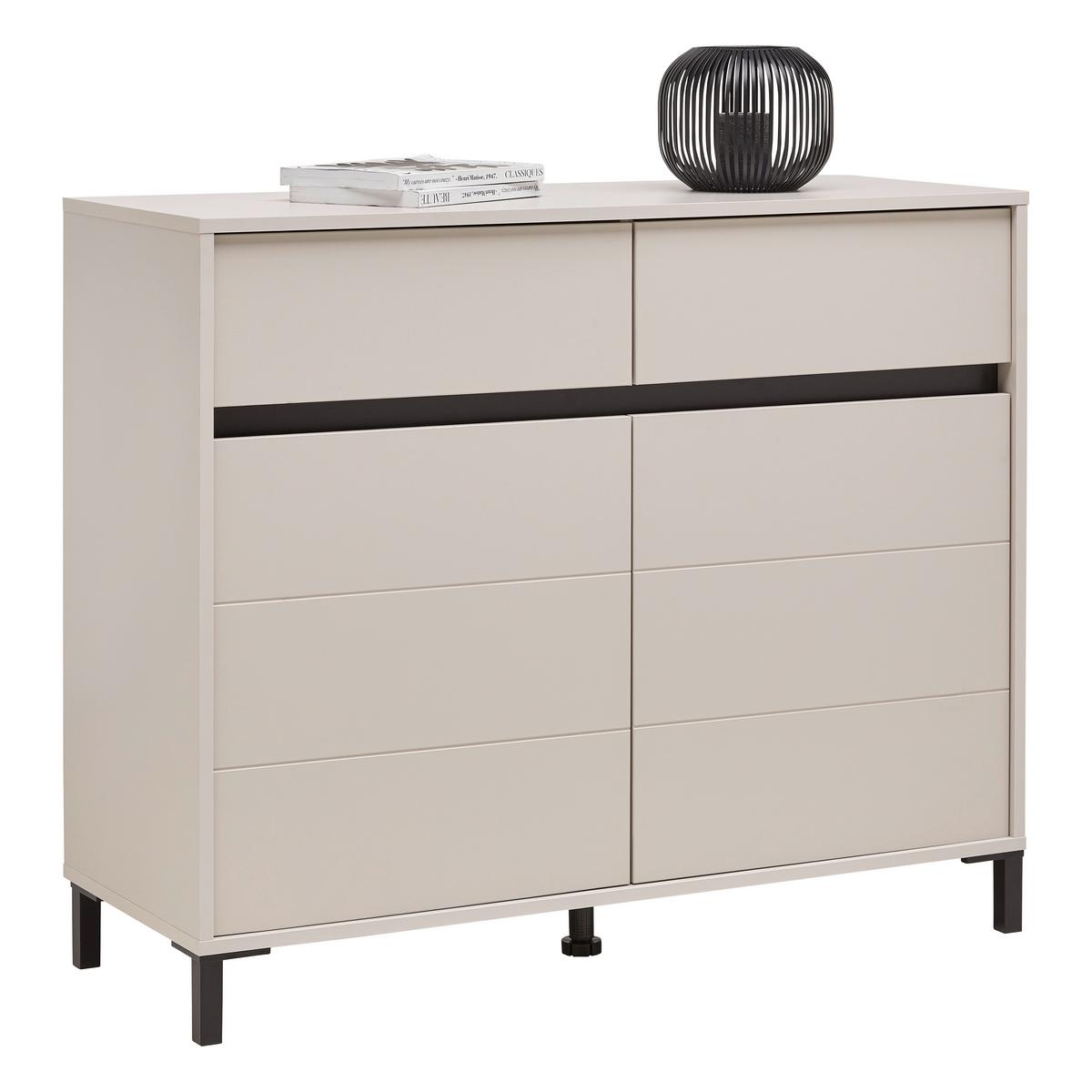 Komód Marron - kasmírszínű/fekete, Basics, faalapú anyag (106/90/40cm)