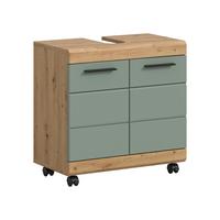 Waschebeckenunterschrank Scout Salbeigrün/Eiche Dekor B: 60cm - Salbeigrün/Schwarz, Trend, Holzwerkstoff (60/60/34cm) - MID.YOU
