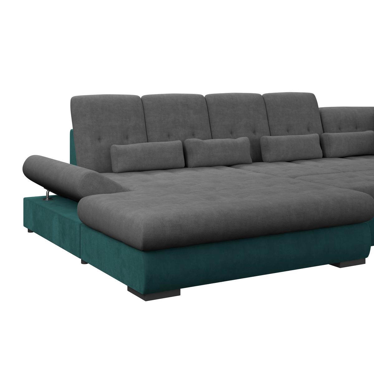 Wohnlandschaft Madera Anthrazit S: 358x212 cm - Türkis/Anthrazit, KONVENTIONELL, Kunststoff/Textil (190/358/212cm)