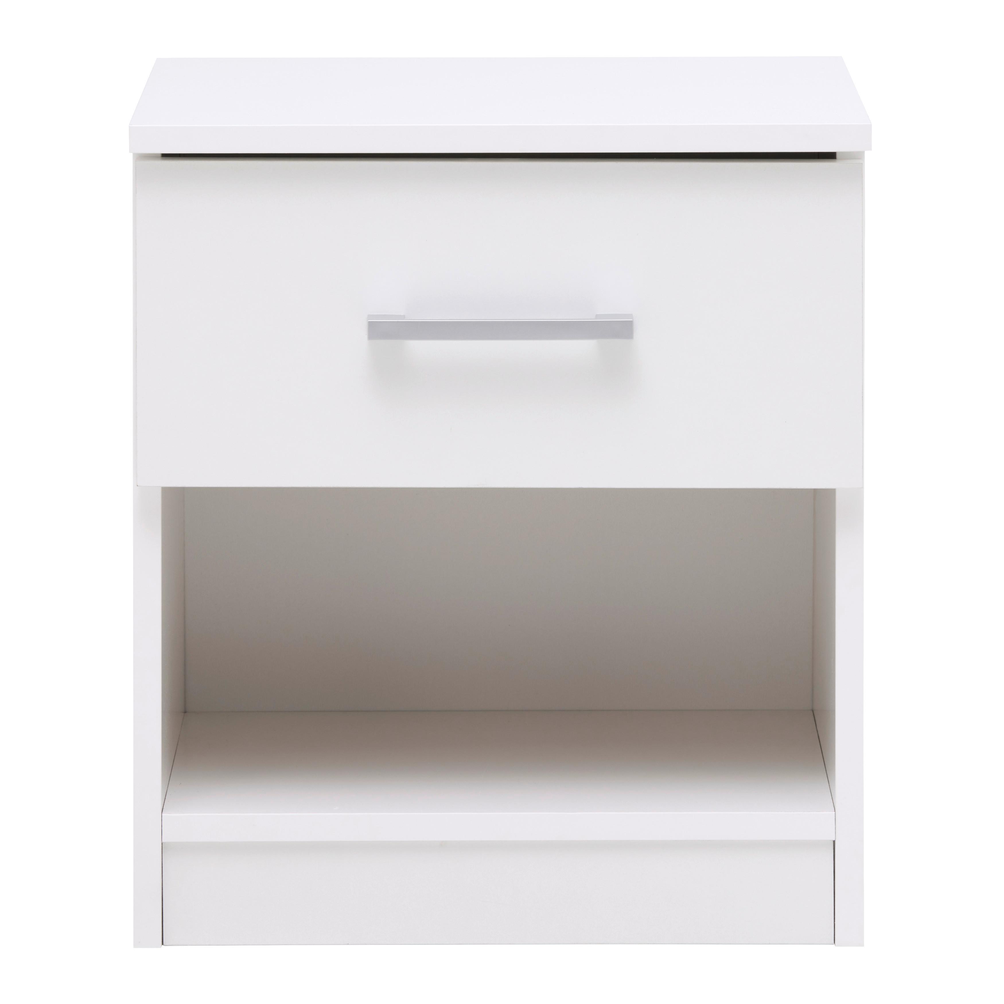 NOČNÍ STOLEK K POSTELI LASSE -BASED- -SB- - šedá/bílá, Konvenční, dřevo/plast (41/48/32cm)