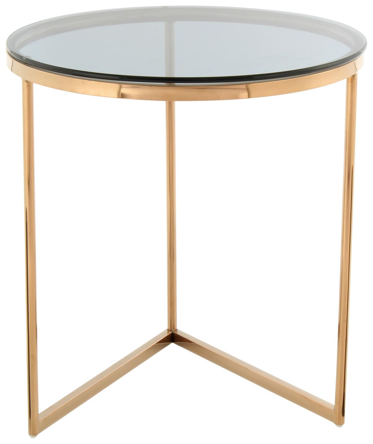 Beistelltisch Wynona 225 Grau/Rosegold B: 55 cm - Roségold/Grau, Design, Glas/Metall (50/50/55cm) - Kayoom