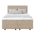 Polsterbett mit Matratze 140x200 London Beige - Beige/Schwarz, MODERN, Holzwerkstoff/Textil (140/200cm) - Luca Bessoni