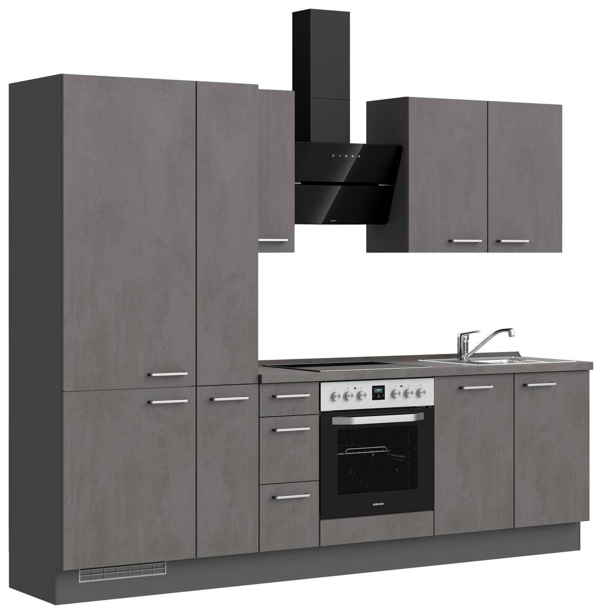 Kuchynská linka 270 cm, bridl.šedý betón/bridl.šedá - farba ušľachtilej ocele/bridlicová, Modern, kov/kompozitné drevo (270cm) - Nobilia