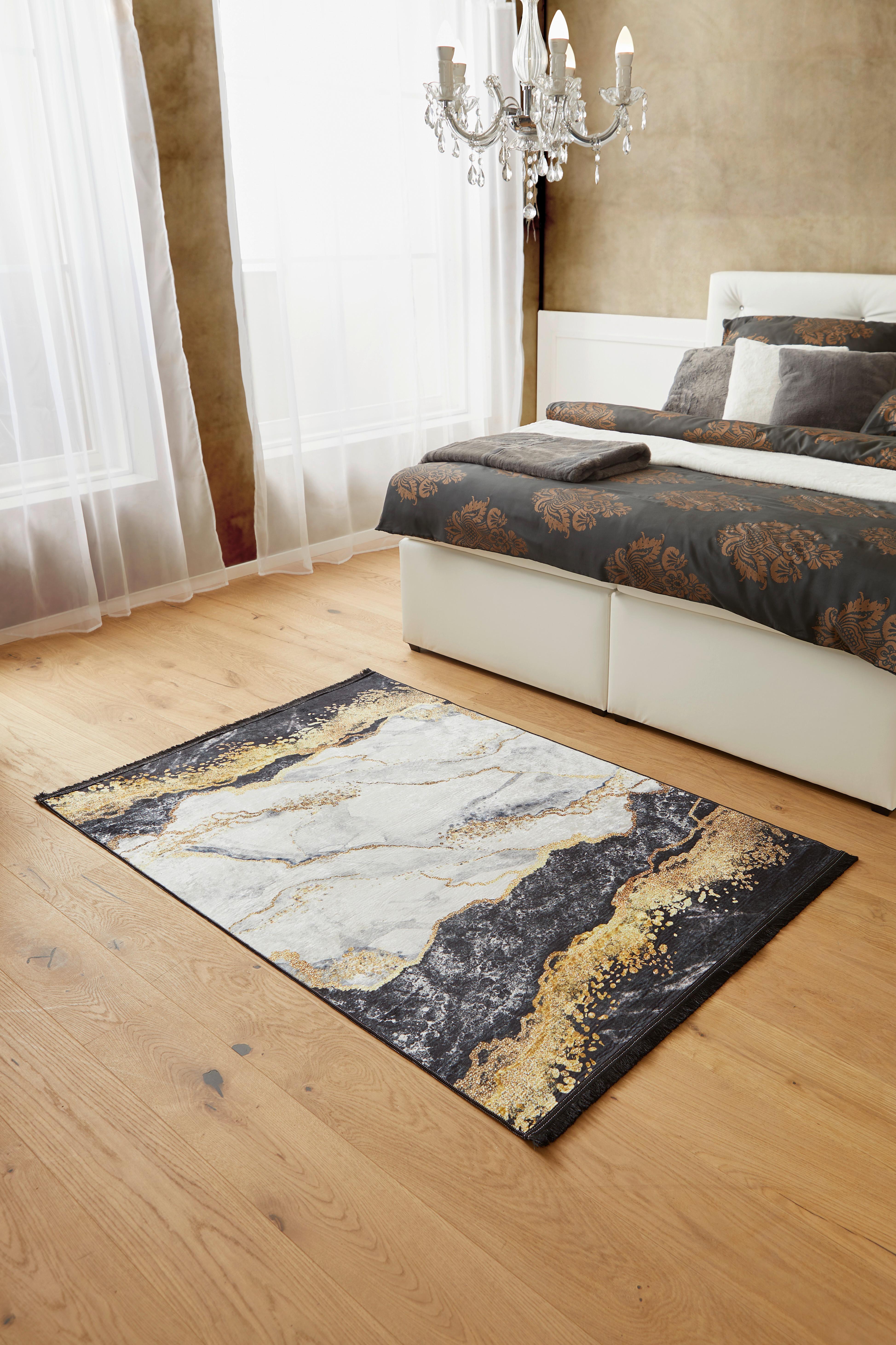 Webteppich Multicolor Zephy 80x150 cm - Goldfarben/Schwarz, Basics, Textil (80/150cm) - Luca Bessoni