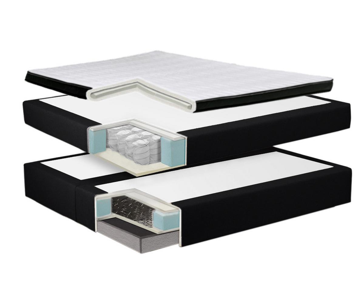 Boxspringbett mit Topper / Matratze 180x200 cm Miami - Silberfarben/Cappuccino, KONVENTIONELL, Leder/Textil (200/125/210cm) - MID.YOU