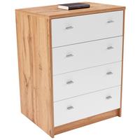 Kommode B 74cm 4-You New, Wotan Eiche Dekor/Weiß - Eichefarben/Schwarz, MODERN, Holzwerkstoff (74/85,4/44,5cm)