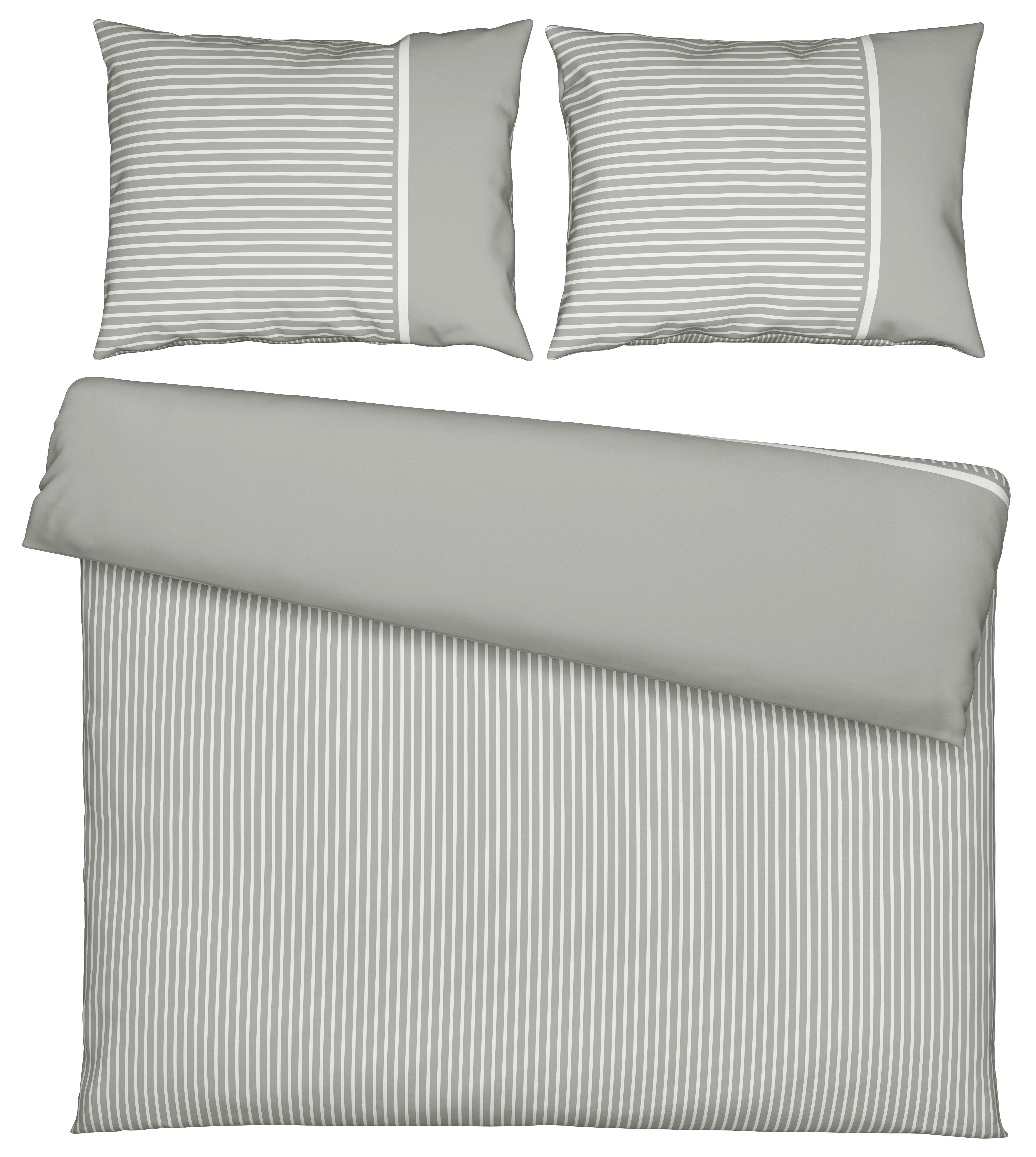 Bettwäsche Johannes XXL Hellgrau ca. 200x220cm - světle šedá, Konvenční, textil (200/220cm) - Mömax