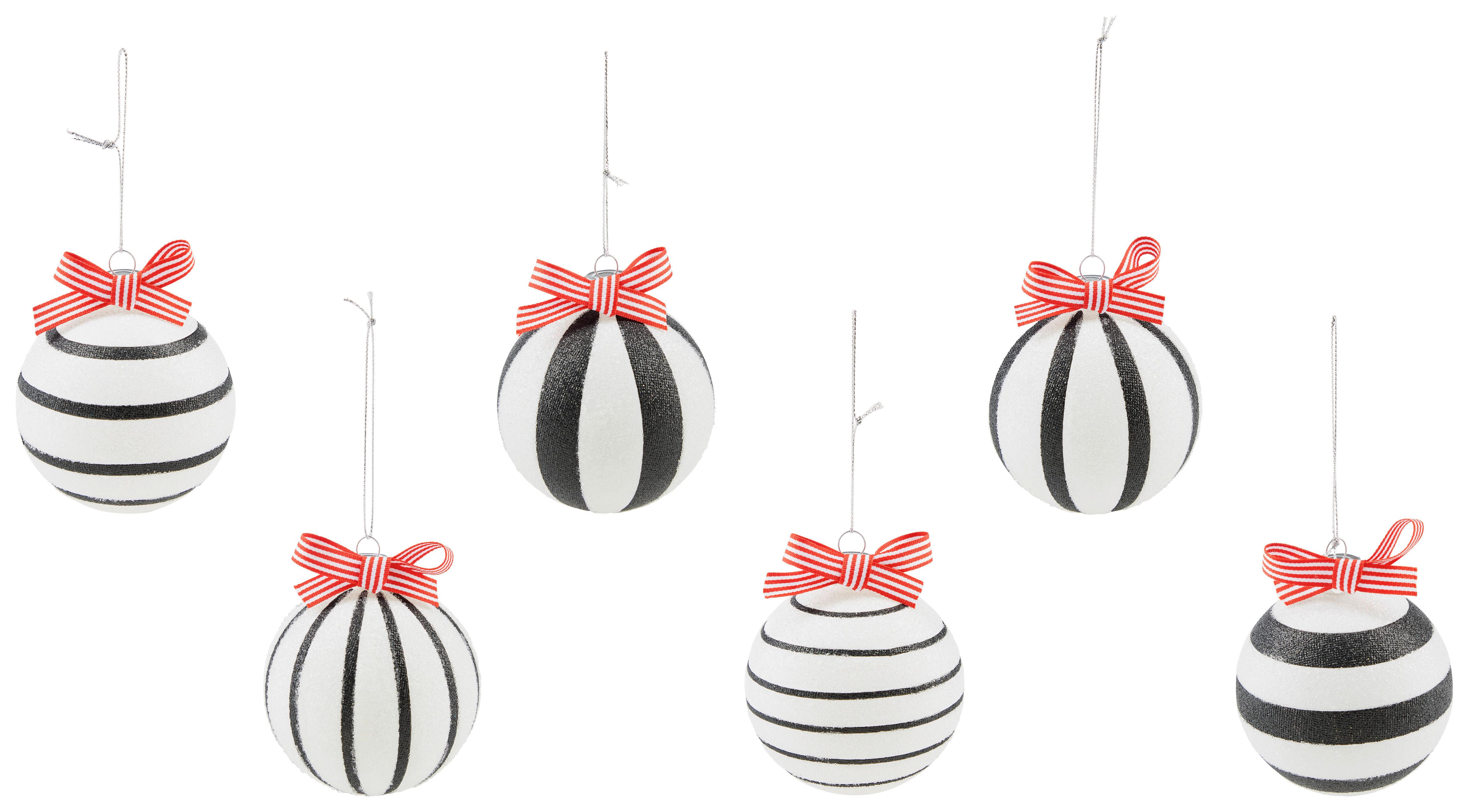 Weihnachtskugel Stripes D: 8 cm - Rot/Schwarz, Basics, Glas (8cm) - Luca Bessoni