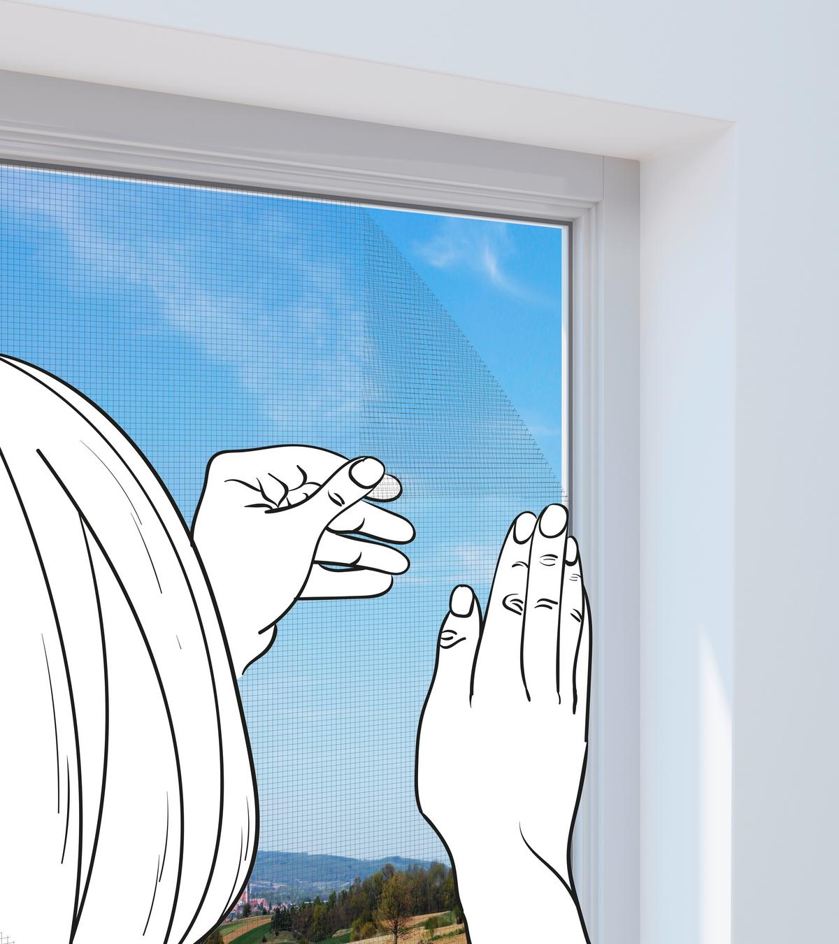 Fliegengitter Fenster 130x150 cm Weiß mit Klettband - Weiß, KONVENTIONELL, Textil (130/150cm)