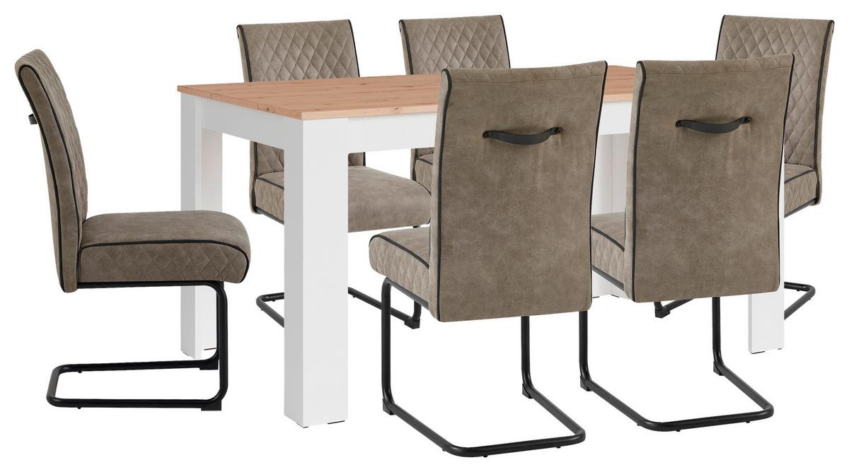 Esstisch Nori - Weiß/Eiche Artisan, MODERN, Holzwerkstoff (160/90/75cm) - MID.YOU