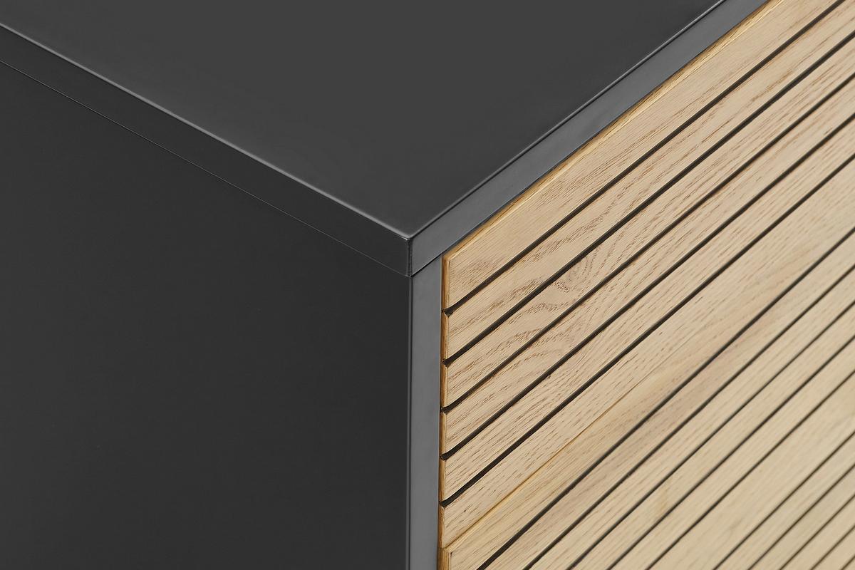 Kommode Schwarz, Eichefarben B: 80cm - Eichefarben/Schwarz, Design, Holz/Holzwerkstoff (80/85/40cm) - Livetastic