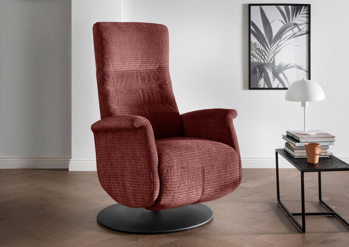 Relaxsessel Latina Koralle 360 Grad Drehbar, B: 72 Cm - Koralle/Schwarz, MODERN, Textil (72/118/85-165cm) - Livetastic