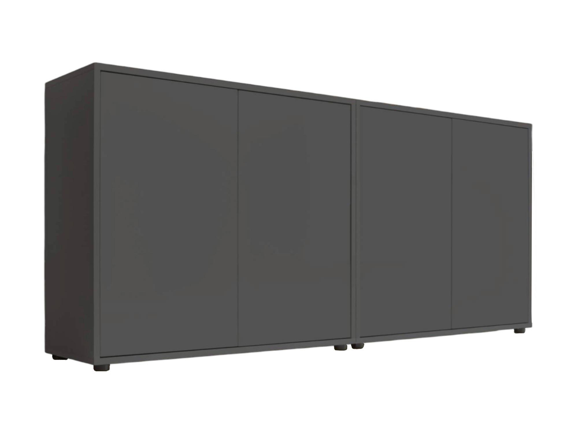 Sideboard Mailand 2 B: 158 Cm Anthrazit - Anthrazit/Schwarz, MODERN, Holzwerkstoff (158/73/33cm) - MID.YOU