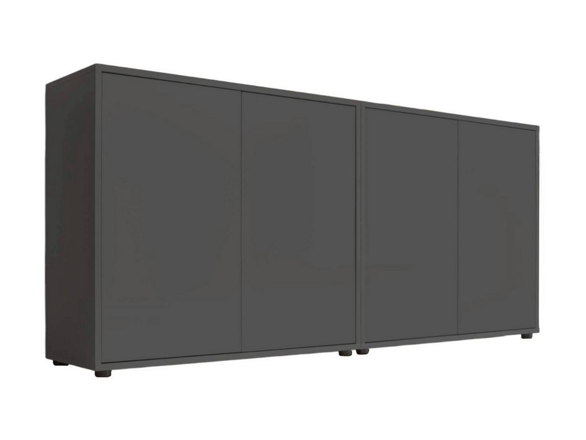 Sideboard Mailand 2 B: 158 cm Anthrazit - Anthrazit/Schwarz, MODERN, Holzwerkstoff (158/73/33cm) - MID.YOU