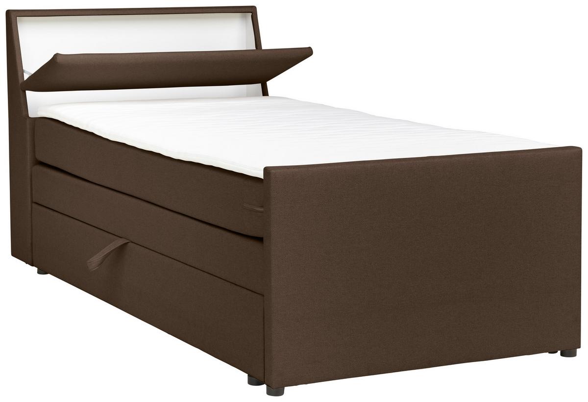 Boxspringbett Mit Bettkasten Nida 120x200 Cm Braun - Schwarz/Braun, MODERN, Holz/Holzwerkstoff (120/200cm) - MID.YOU