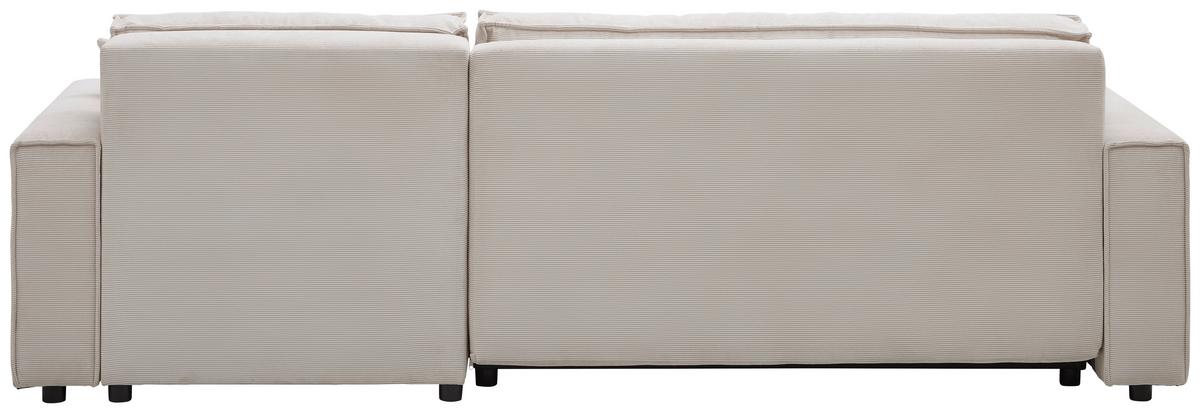 Ecksofa mit Schlaffunktion Mira Beige Cord - Beige/Schwarz, Basics, Textil (248/76/140cm) - Livetastic