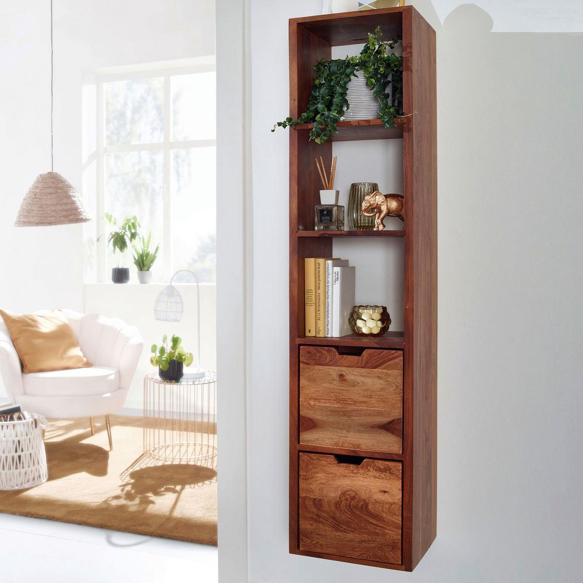 Wandregal Wohnling Sheeshamfarben B:35cm - Sheeshamfarben, MODERN, Holz (35/150/30cm) - MID.YOU